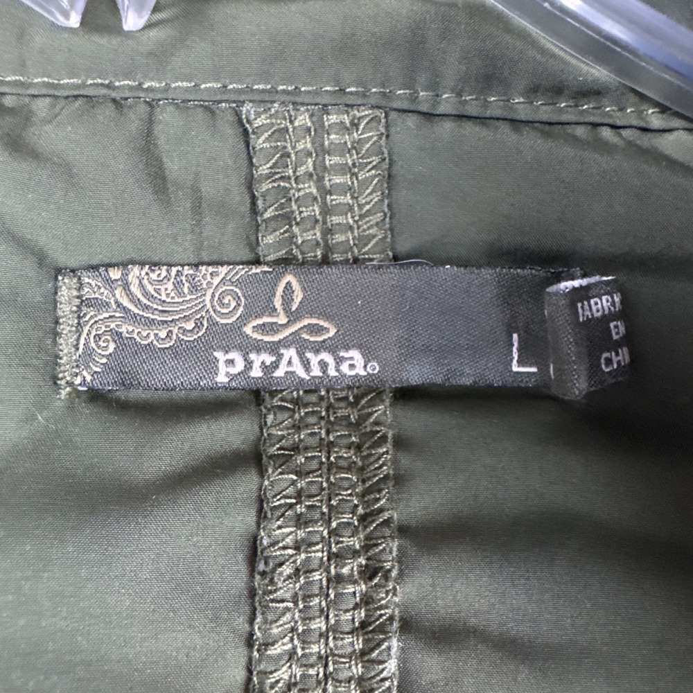 prAna Womens Large Green Gray Hybrid Insulated Jacket Full Zip Outdoor - Picture 6 of 7